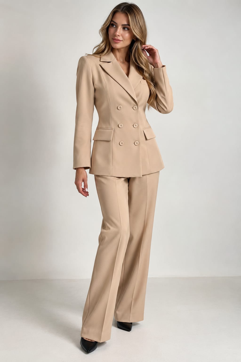 Double-Breasted Blazer Set