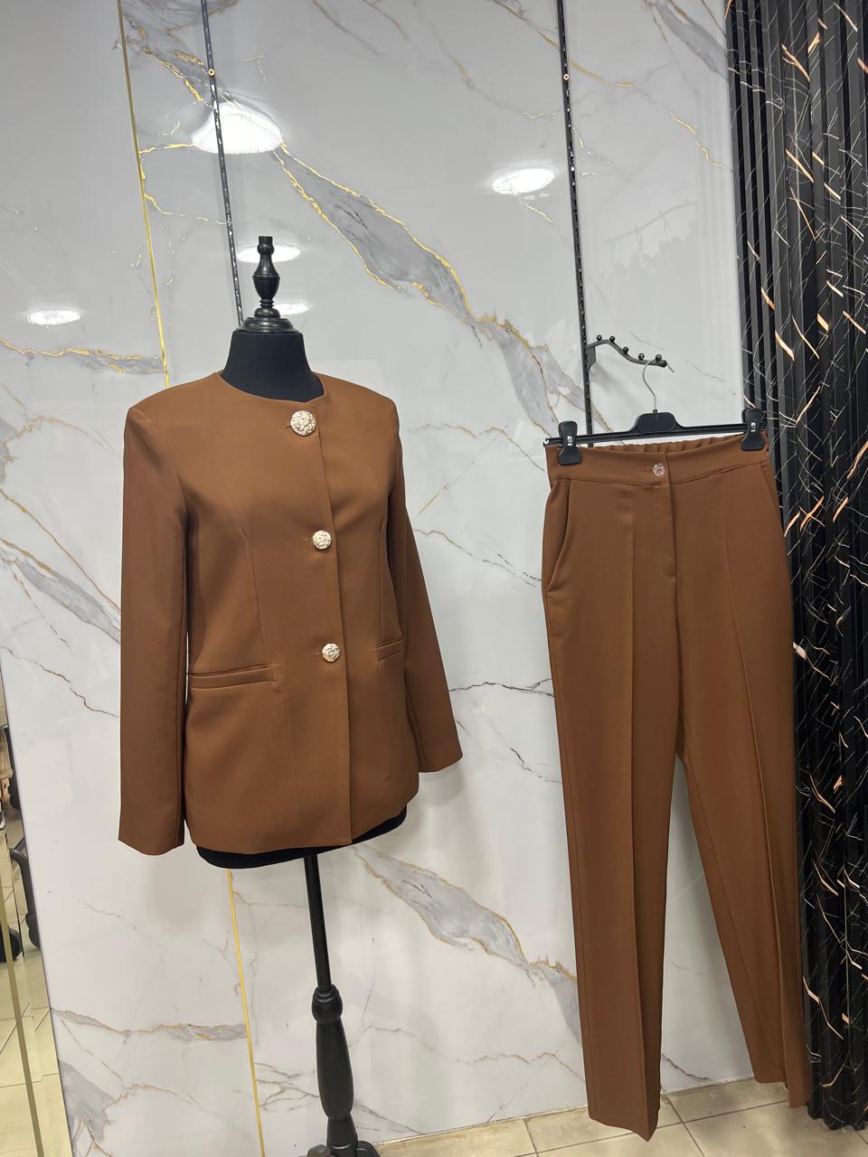 Collarless Blazer & Pants Set