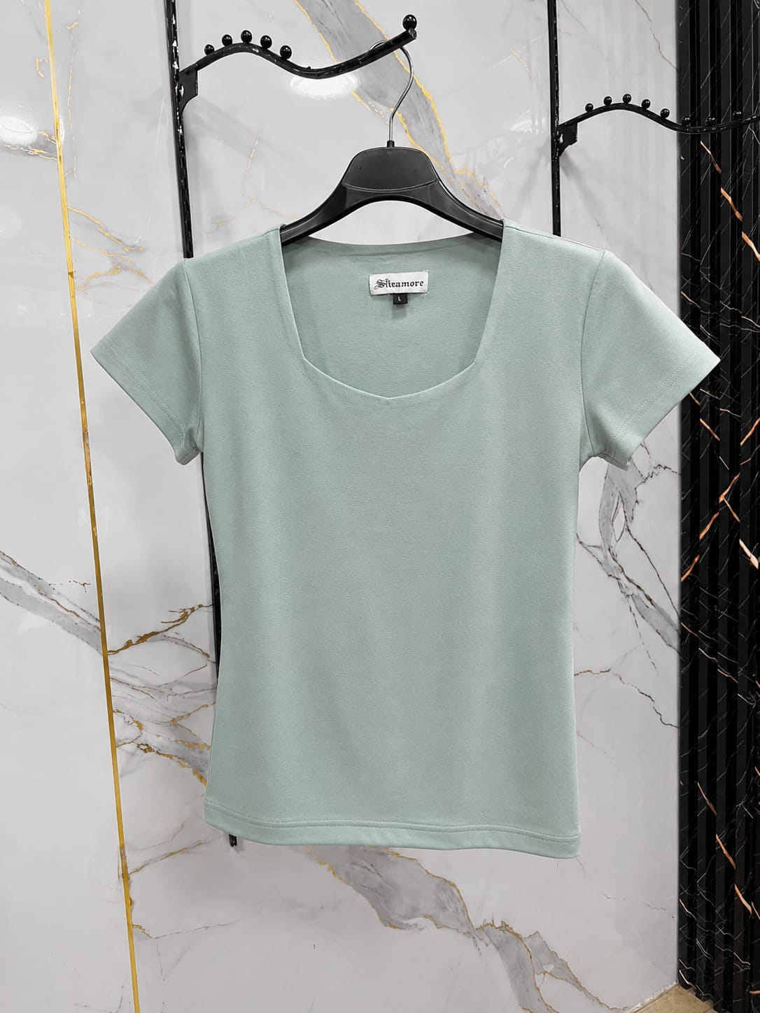 Basic Half Sleeve Sweetheart Neck Top