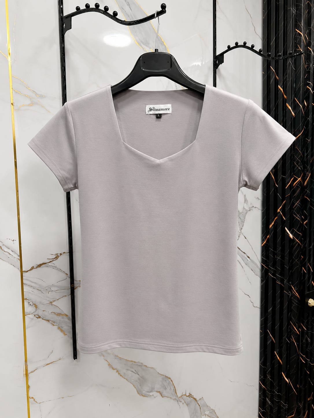 Basic Half Sleeve Sweetheart Neck Top