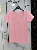 Basic Half Sleeve Sweetheart Neck Top