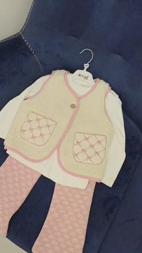 Girls Quilted Vest 3-Piece Set