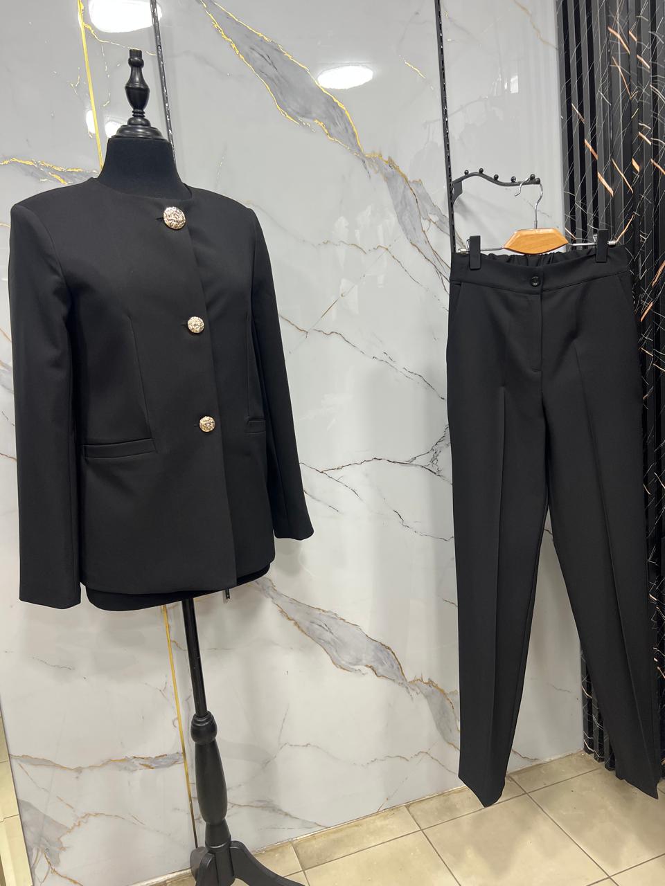 Collarless Blazer & Pants Set